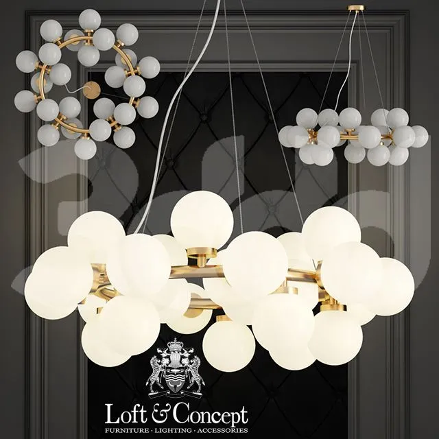 Chandelier Milk Bubble Round Chandelier 25 3D Model