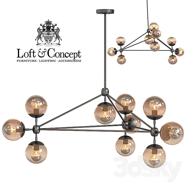Chandelier Modo Chandelier 10 Globes 3D Model