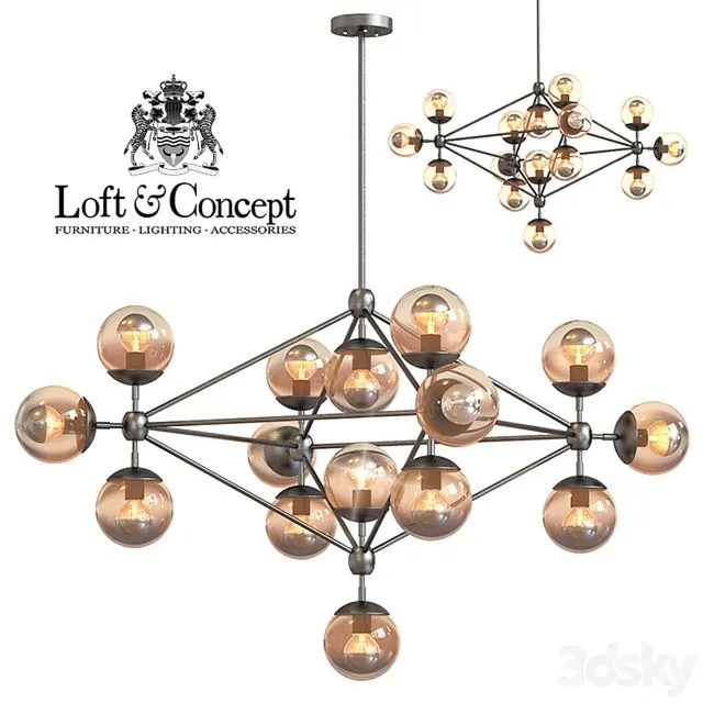 Chandelier Modo Chandelier 15 Globes 3D Model