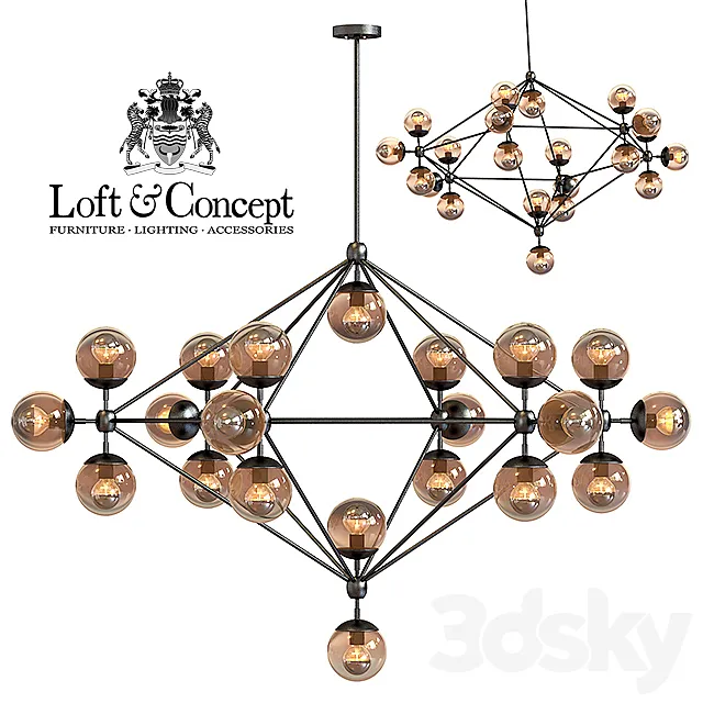 Chandelier Modo Chandelier 21 Globes 3DModel