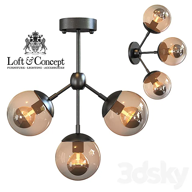 Chandelier Modo Chandelier 3 Globes 3D Model