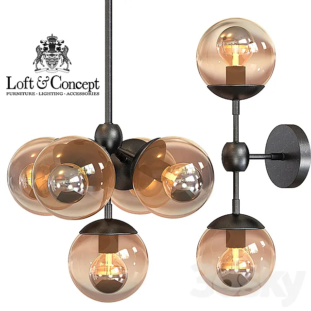 Chandelier Modo Chandelier 5 Globes 3DModel
