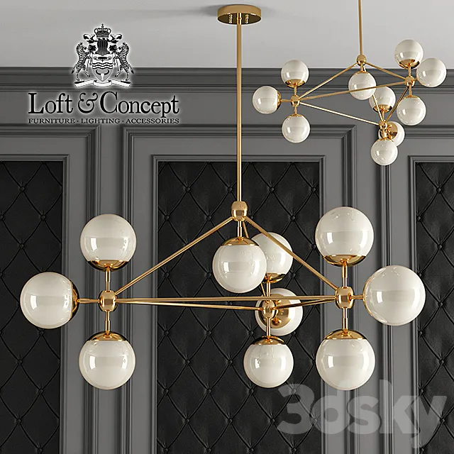 Chandelier Modo Chandelier White Glass 3DModel