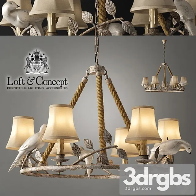 Chandelier Norman Bird Forest Patina 6 3D Model Free