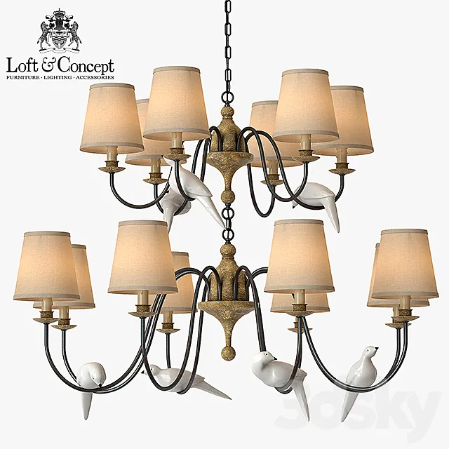 Chandelier Norman Bird Large Chandelier 3DModel