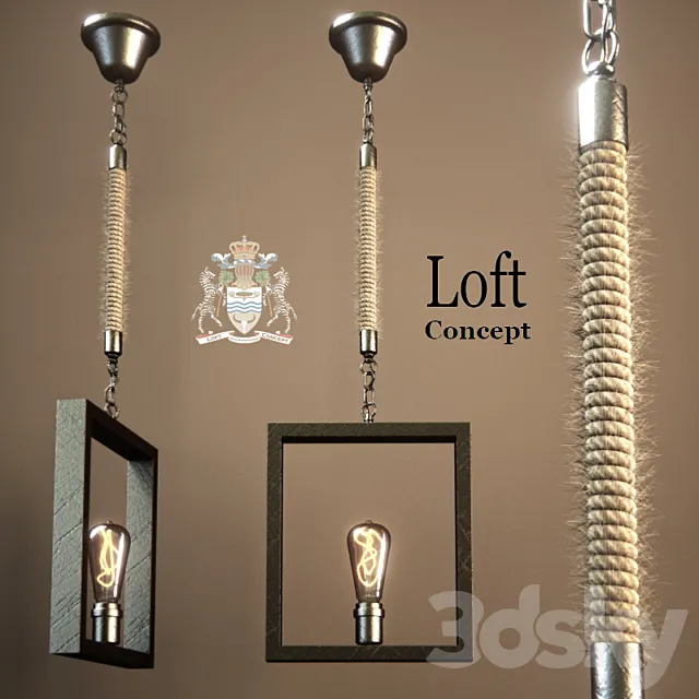 Chandelier Quadrate Loft Rope Light 3DModel