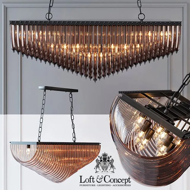 Chandelier Retro Frozen Glass Chandelier 100 3D Model