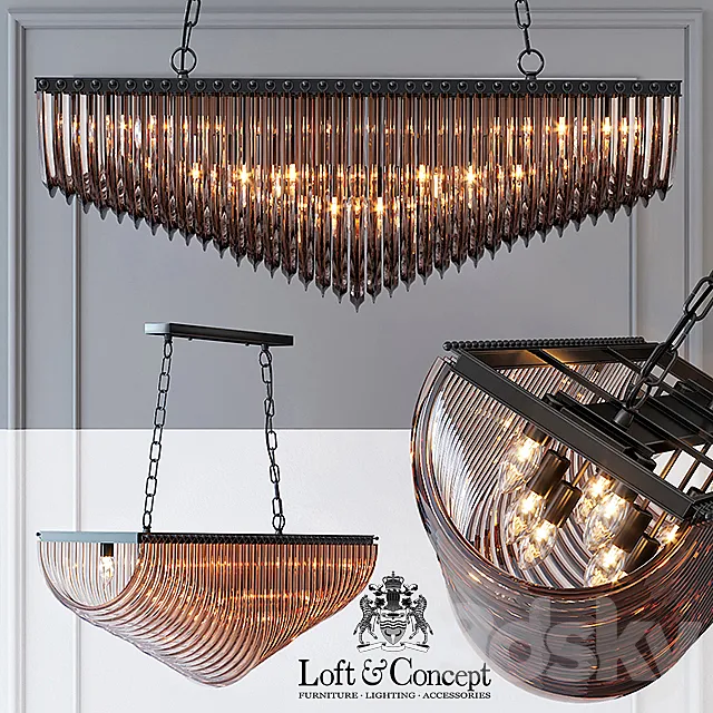 Chandelier Retro Frozen Glass Chandelier 100 3D Model