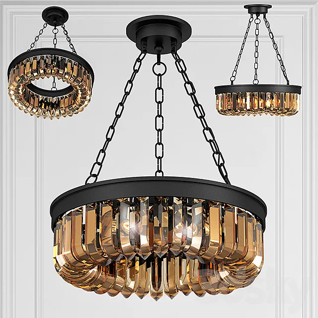 Chandelier Retro Frozen Glass Chandelier 6 3D Model