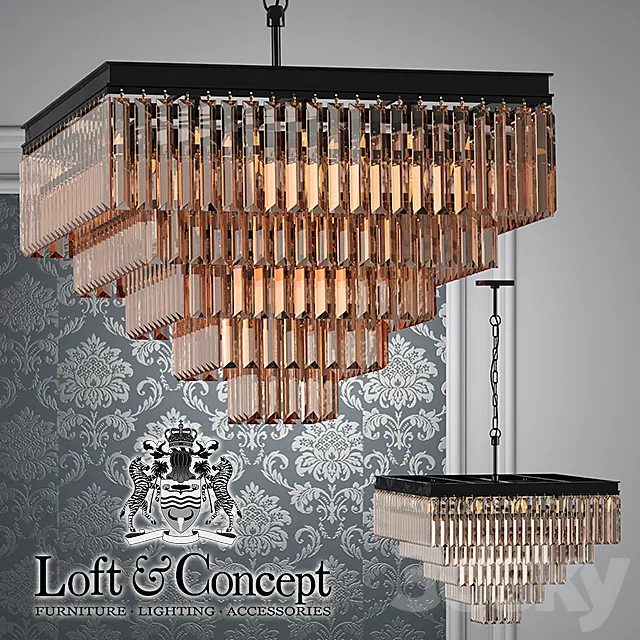 Chandelier RH 1920s Odeon Clear Glass Fringe Chandelier - 5 square 3DModel