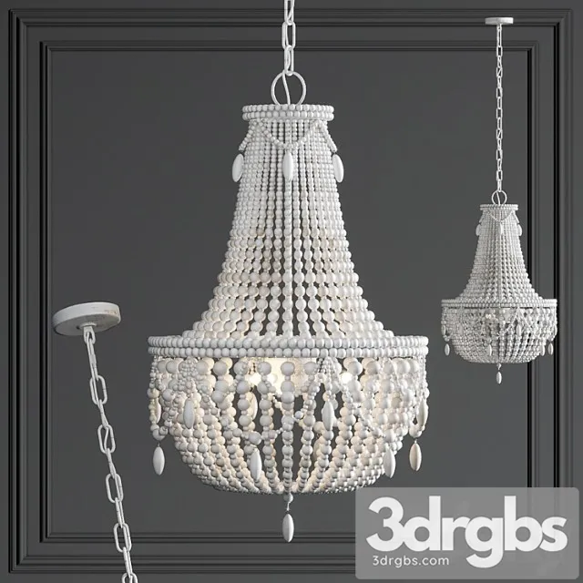 Chandelier rh anselme white wood large chandelier 3D Model Free