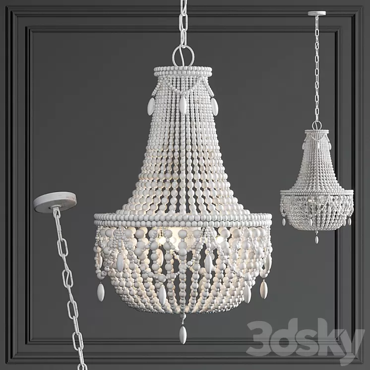 Chandelier RH Anselme White Wood Large Chandelier 3D Model