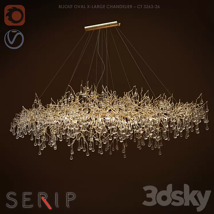 Chandelier SERIP BIJOUT OVAL X-LARGE CHANDELIER 3D Model