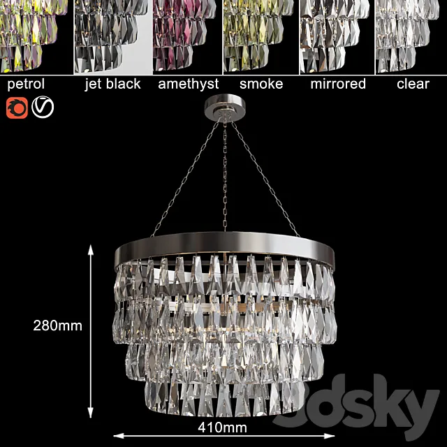 Chandelier Shallow Chandelier with Crystal 3D Model