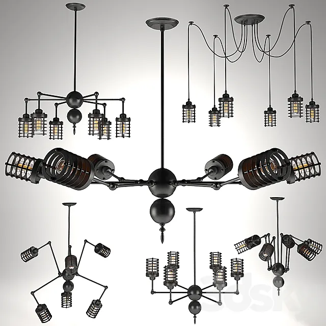 Chandelier "Spider". Style loft. 3DModel