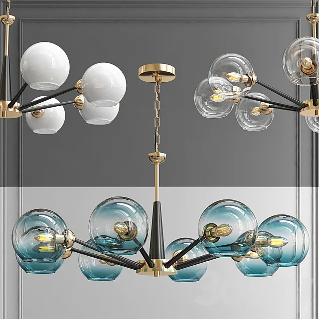 Chandelier Thalia chandelier Blue glass 3D Model