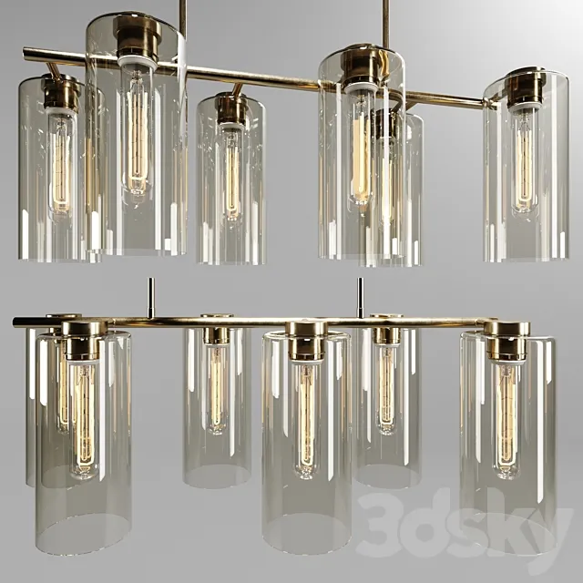 Chandelier west elm Glass Cylinder Chandelier 3DModel