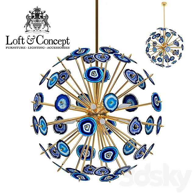 Chandelier with blue agate Agate Burst Chandelier BLUE 3D Model