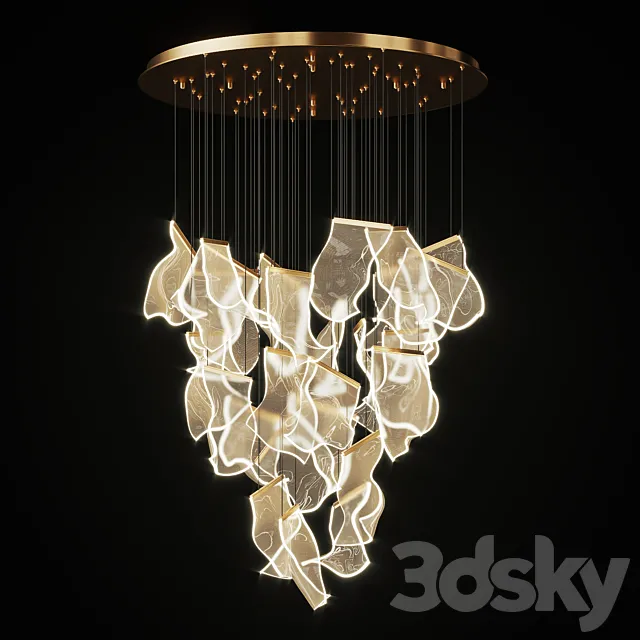 Chandelier with Curved Acrylic Plates Miran 28 3D Model
