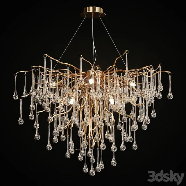 Chandelier with drop shaped pendants MARIAN Lampatron 3D Model