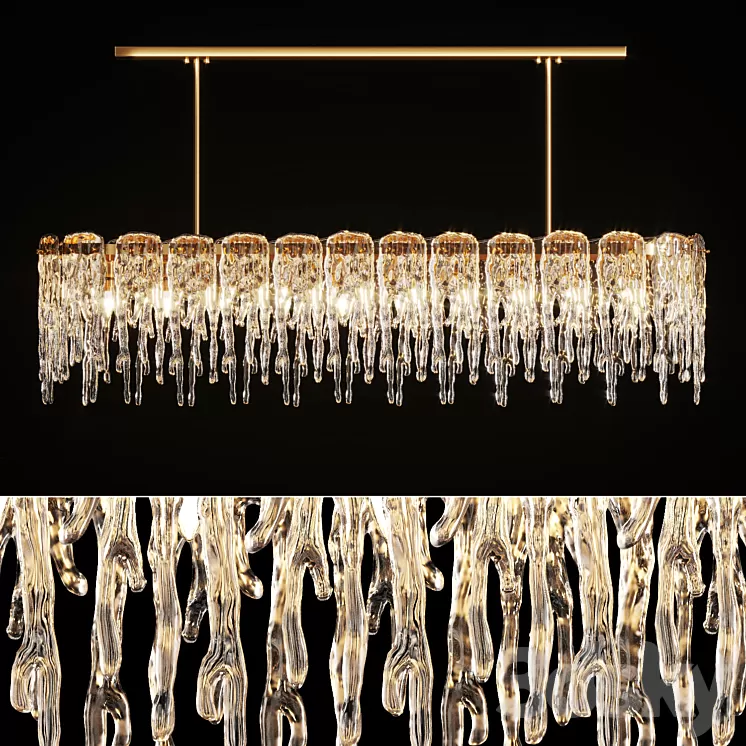 Chandelier with Ice Plates Spring Long M 3D Model Free