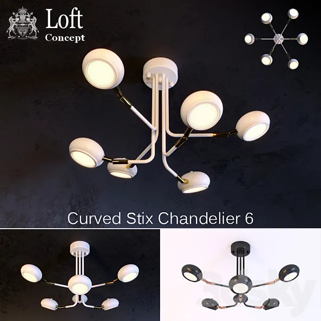 Chandeliers Curved Stix 3DModel