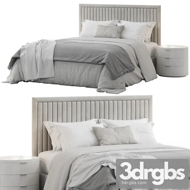 Channel Tufted Headboard Pine Queen Bed 3D Model Free