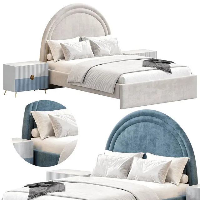 Channel Upholstered Bed by Pbteen 3D Model