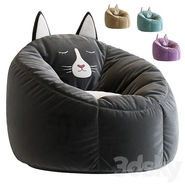Character Bean Bag Chair Black Cat 3DModel