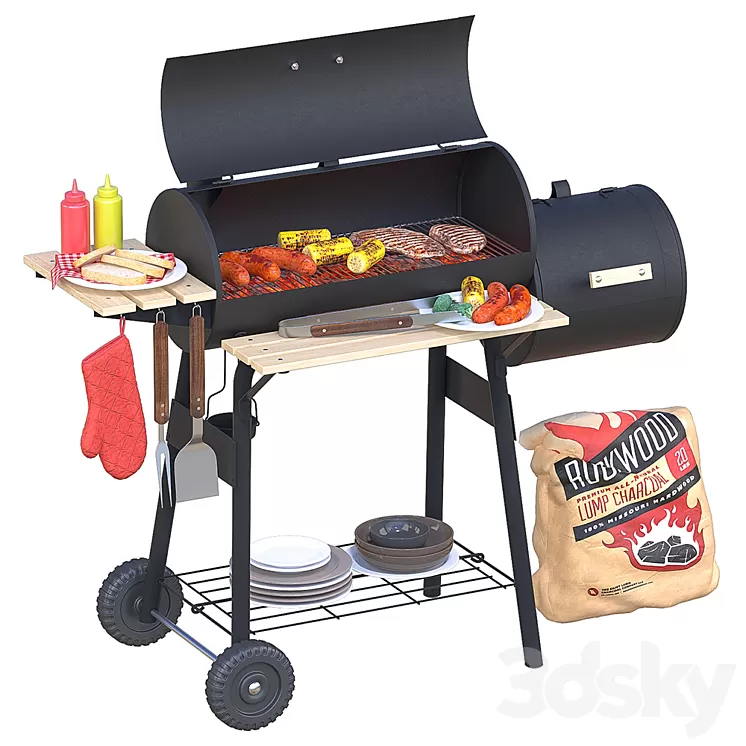 Charcoal grill BBQ 3D Model