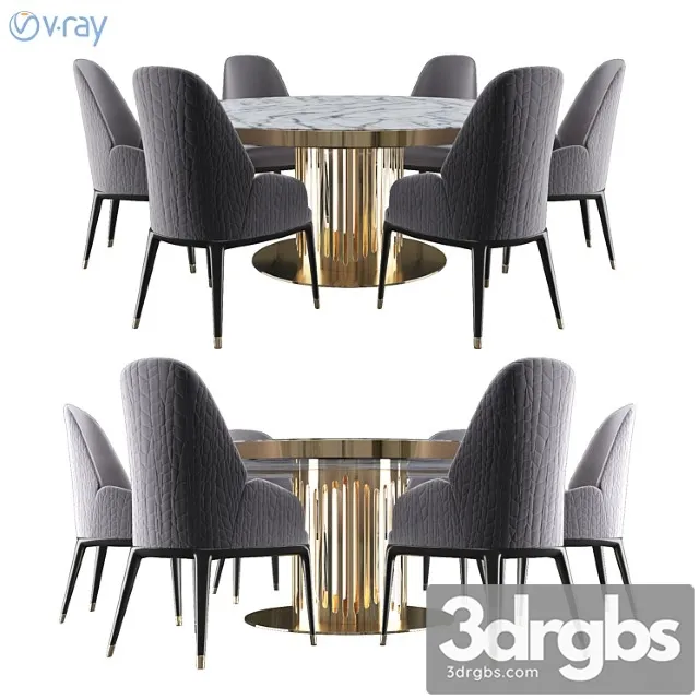 Charisma Collection Round Table With Marble Top 3D Model Download