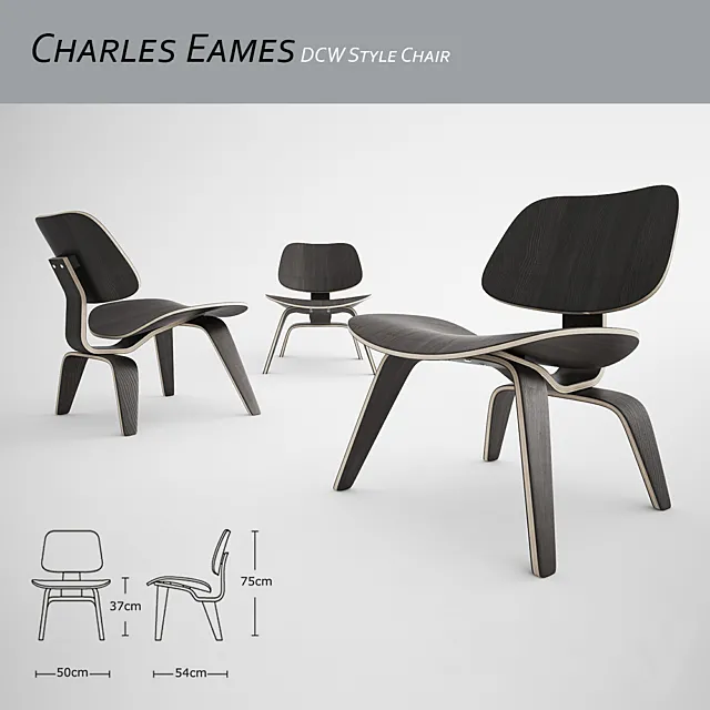 Charles Eames DCW Style Chair 3D Model