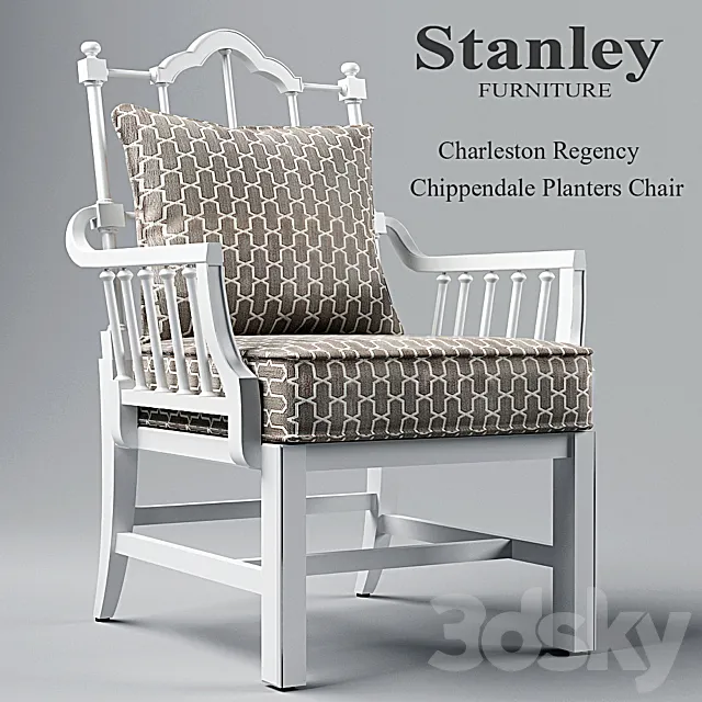 Charleston Regency Chippendale Planter's Chair 3D Model