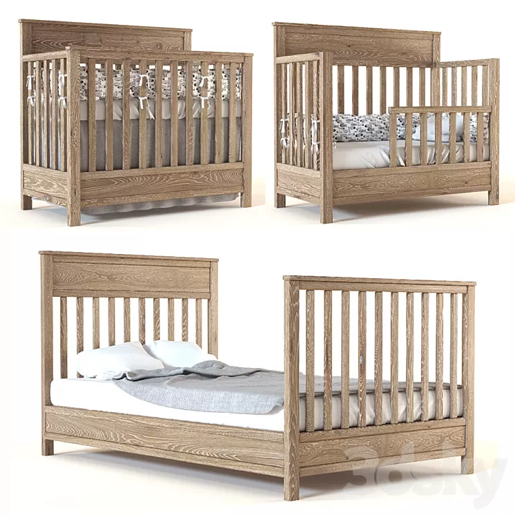 Charlie 4-In-1 Convertible Crib 3D Model