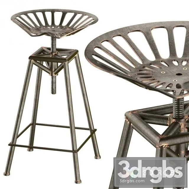 Charlie Industrial Metal Stool 3D Model Free