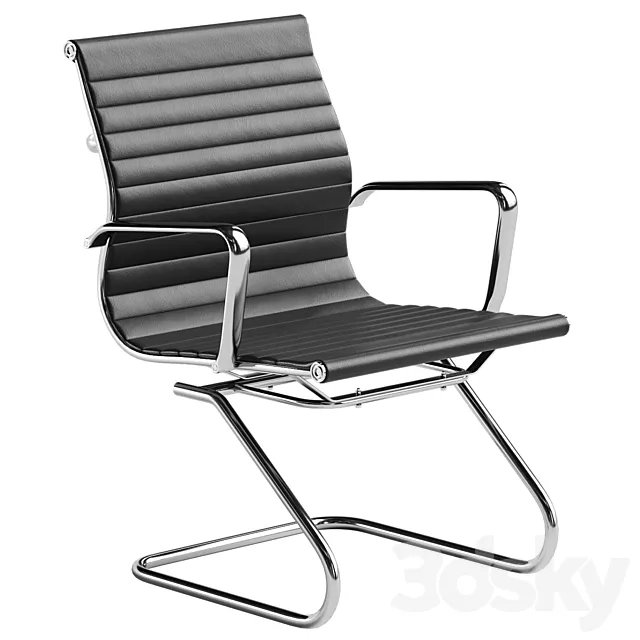 Charlie Visitor Office Chair Black PU 3D Model