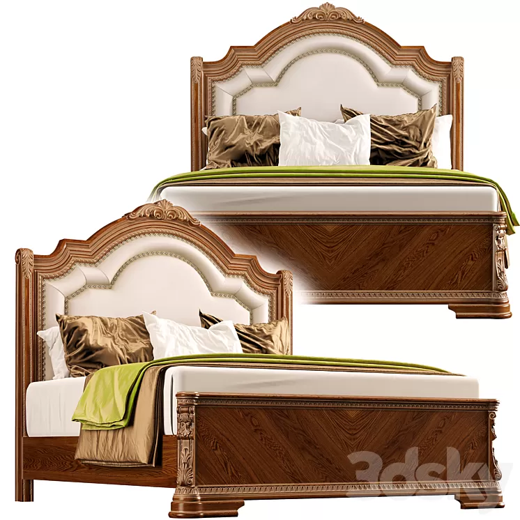 Charmond Queen Upholstered Sleigh Bed 3D Model Free