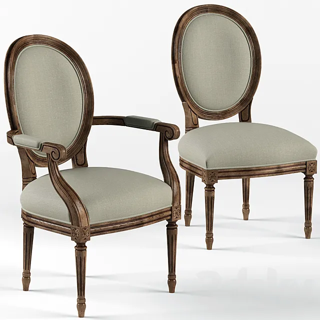 Chatton French Country Flax Linen Brown Ash 3D Model