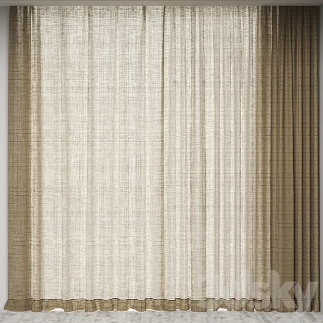 CHECKED LINEN CURTAIN 3DModel