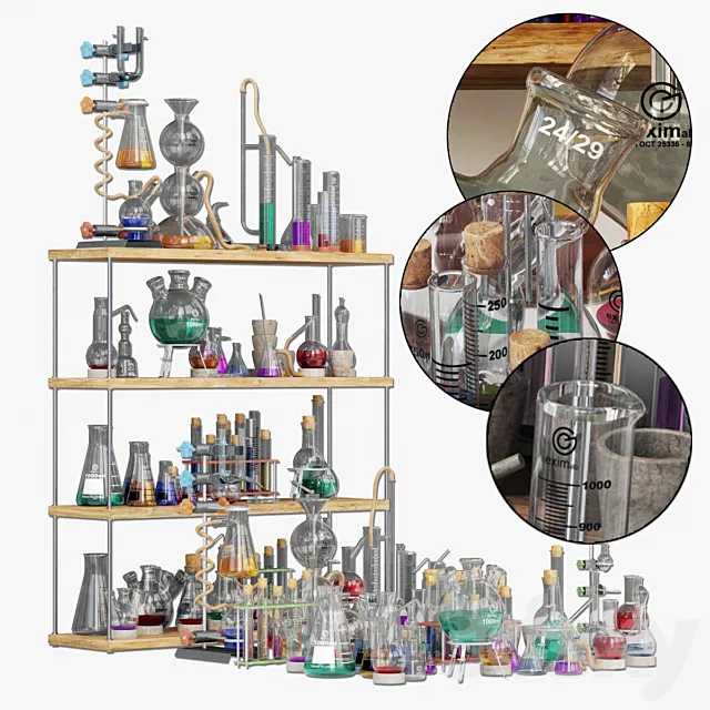 Chemistry dishes n4 _ Laboratory chemical glassware №4 3D Model
