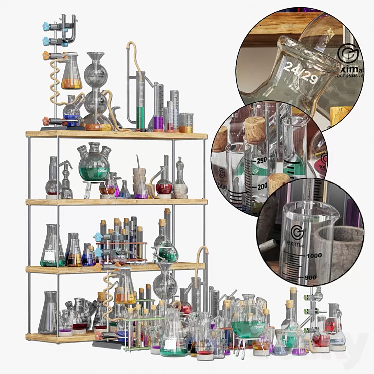 Chemistry dishes n4 / Laboratory chemical glassware №4 3D Model Free