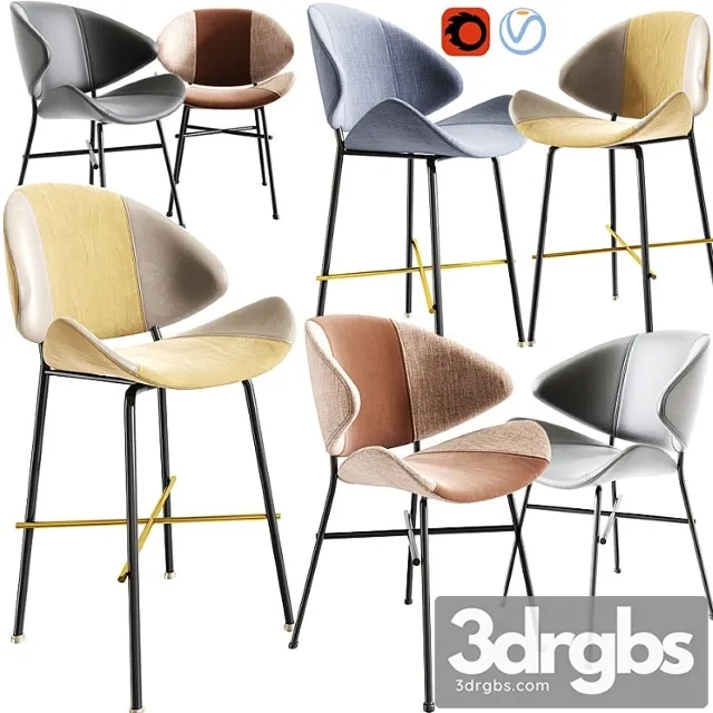 Cheri bar stool and dining chair 2 3D Model Free