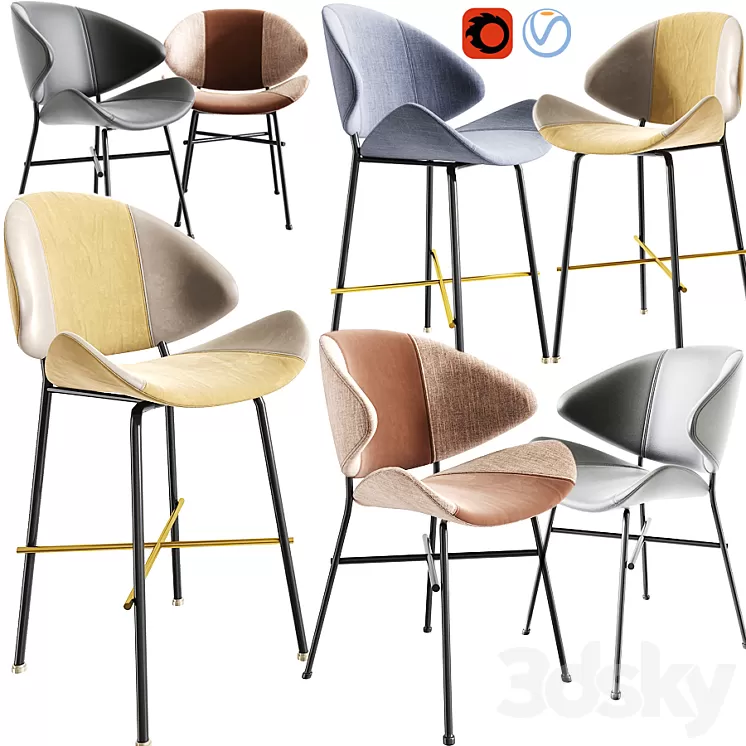 Cheri Bar Stool And Dining Chair 3D Model