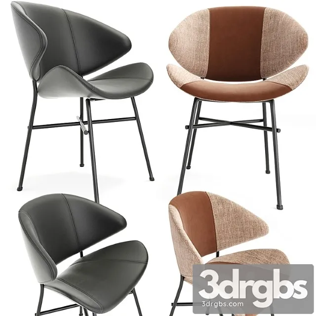 Cheri gold - velours - chair - dark blue 2 3D Model Free