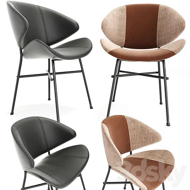 Cheri Gold - Velours - Chair - Dark Blue 3D Model