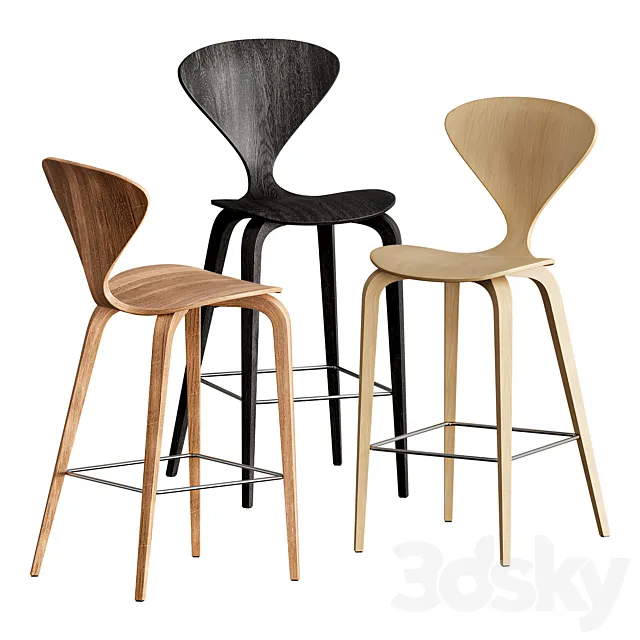 Cherner Wood Stool 3DModel
