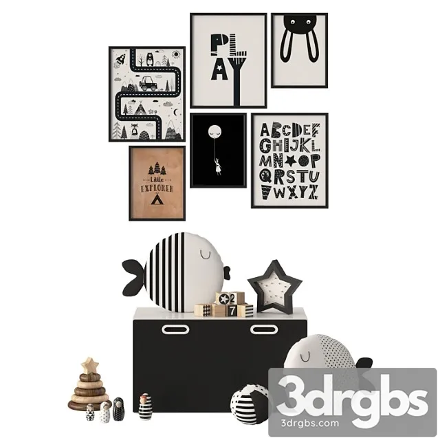 Cherno Belyi Dekor V Detskuiu Ikea Stuva 3D Model Free
