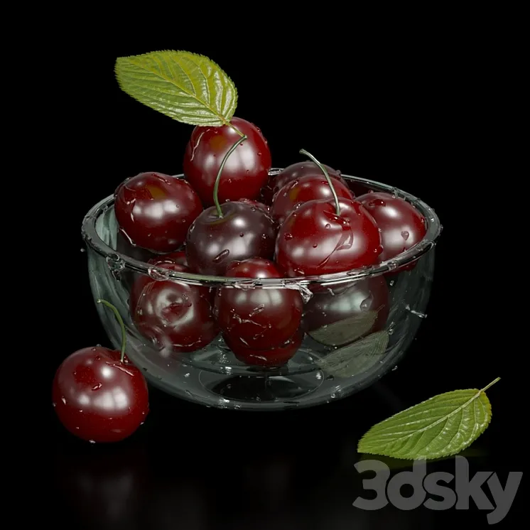 Cherries in drops of water Free Download