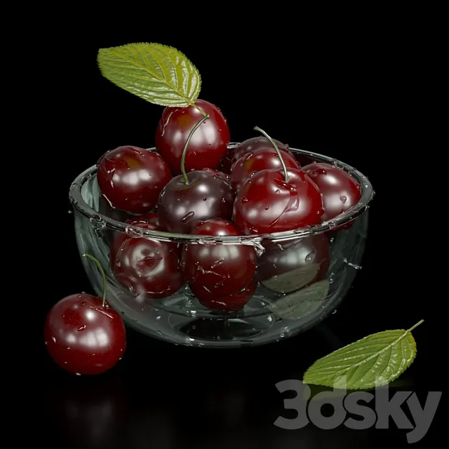 Cherries in drops of water 3DModel