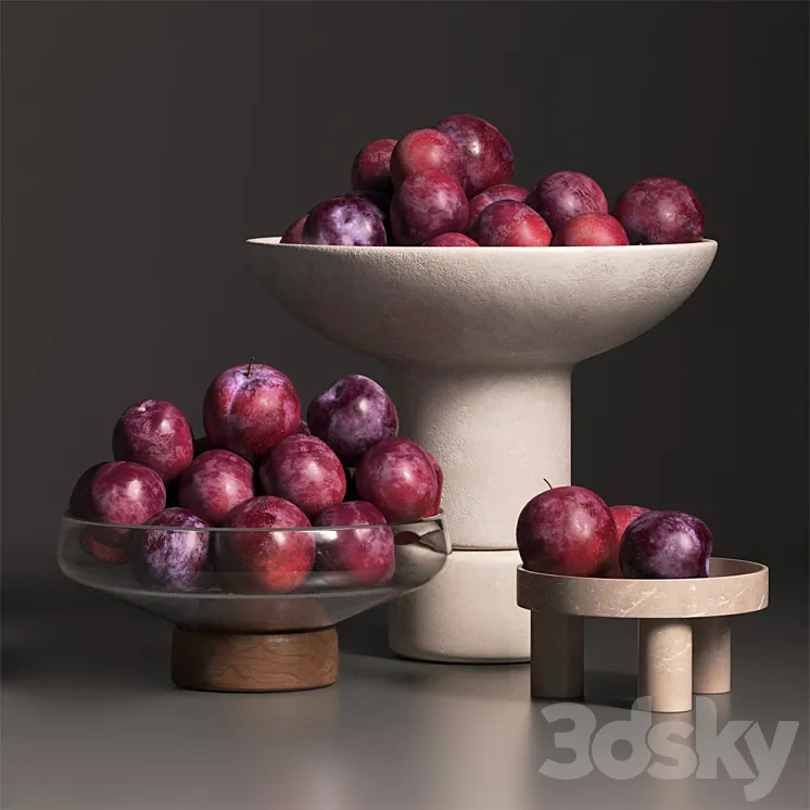 cherry plum in vases 3D Model Free